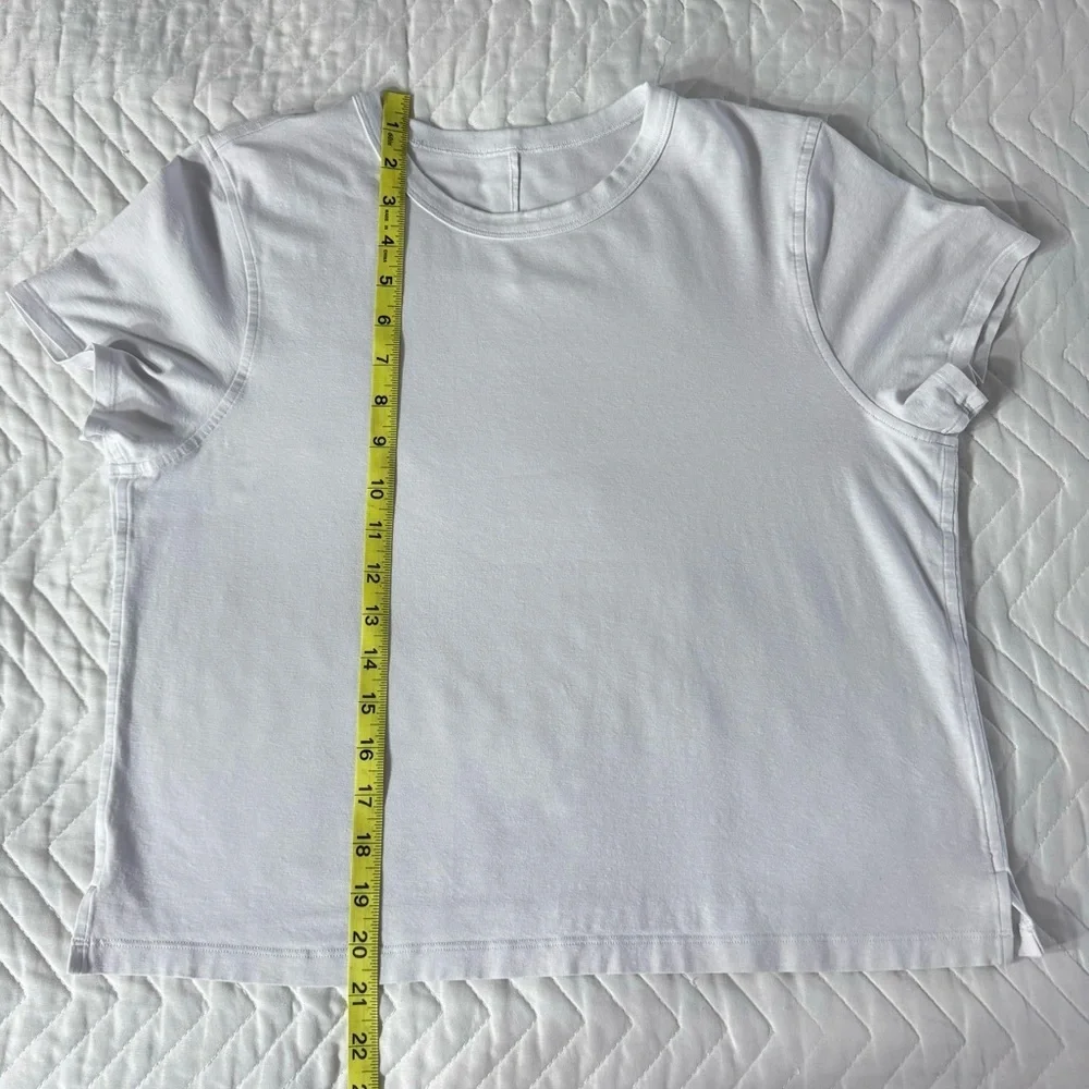 Lululemon Classic-Fit Cotton-Blend T-Shirt Cropped Short Sleeve White